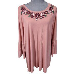 Como Vintage Dusty Pink Floral Embroidered Tunic
